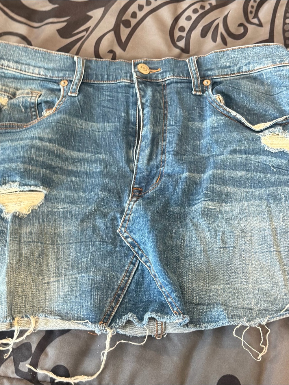 Aeropostale Blue Distressed Denim Mini Skirt
